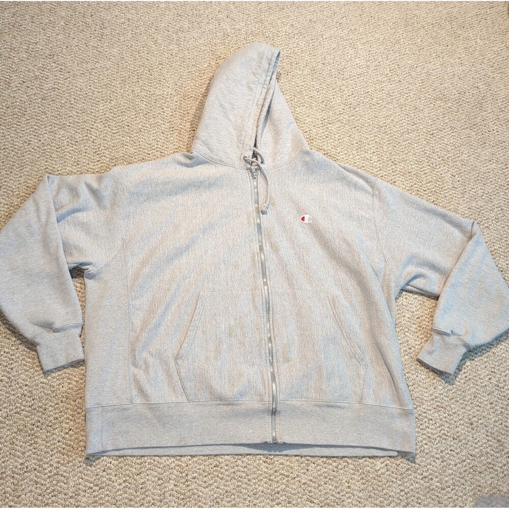 Champion Reverse Weave Full Zip Sweatshirt Hoodie 2XL Gray Athleisure